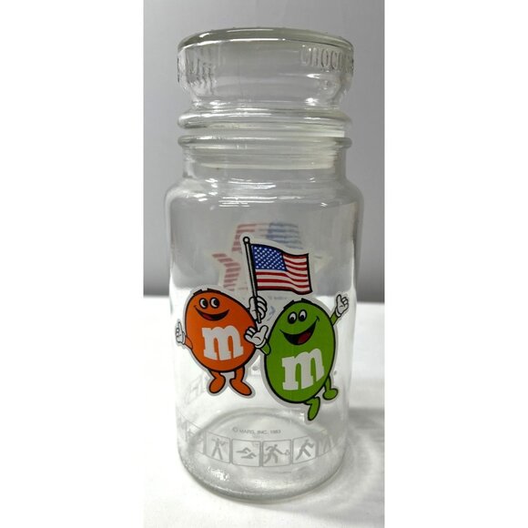1984 M&Ms Olympic Committee Glass Jar With Lid - Picture 1 of 4